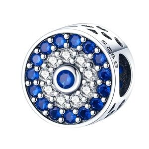 S925 Sterling Silver & Blue EVIL EYE CZ Charm/Pendant - NWT